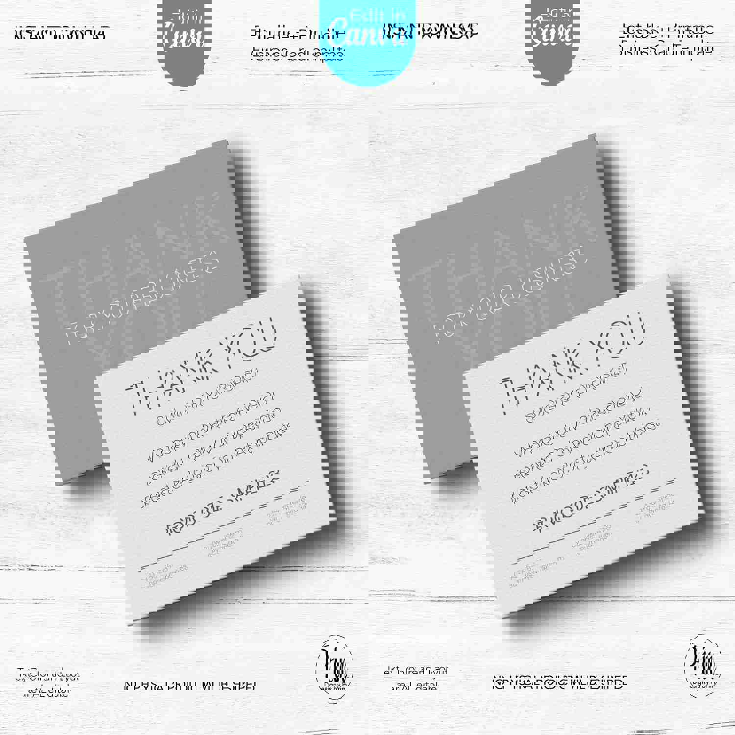 Simply Modern Thank You Card Template - Editable Business Card for Health, Beauty, Hair & Realtor