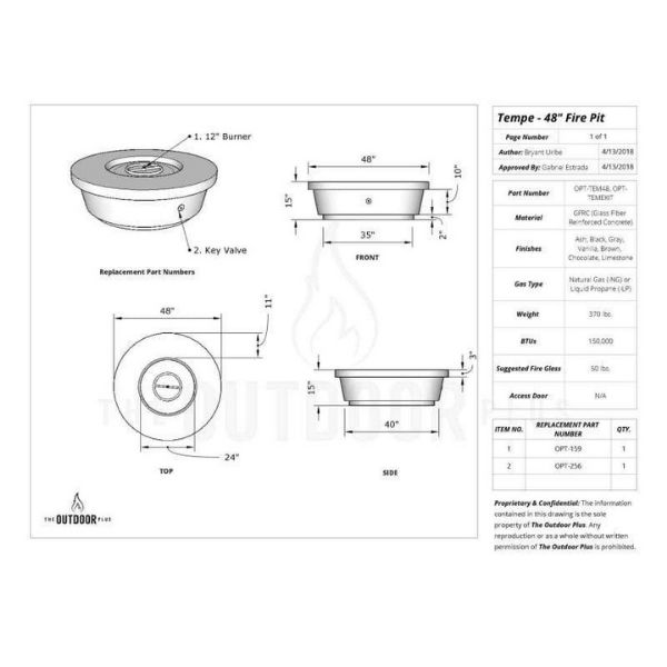 The Outdoor Plus Tempe 48 Concrete Fire Pit