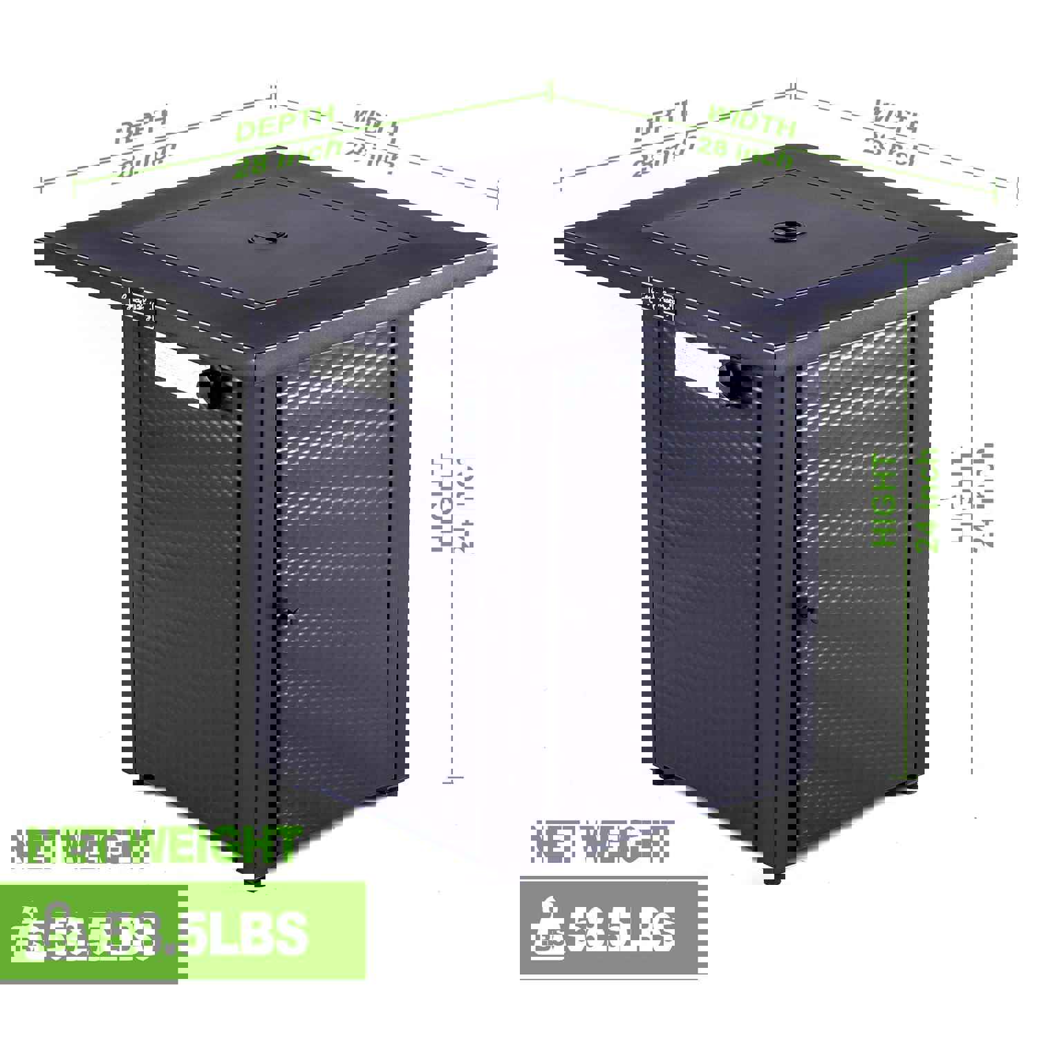 28 Inch Outdoor Propane Fire Pit Table with 50000BTU, Lava Stone & ETL Certification