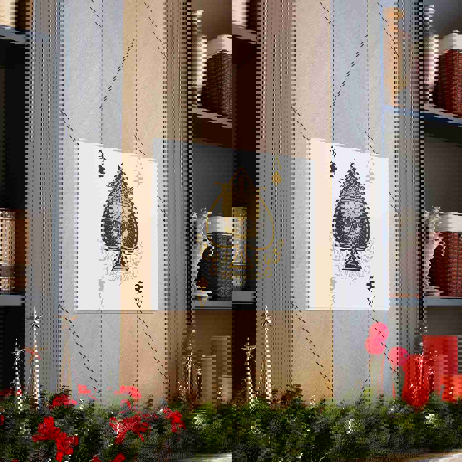 Gothic Ace Of Spades Playing Card Canvas Wall Art - Ready-to-Hang Home Decor