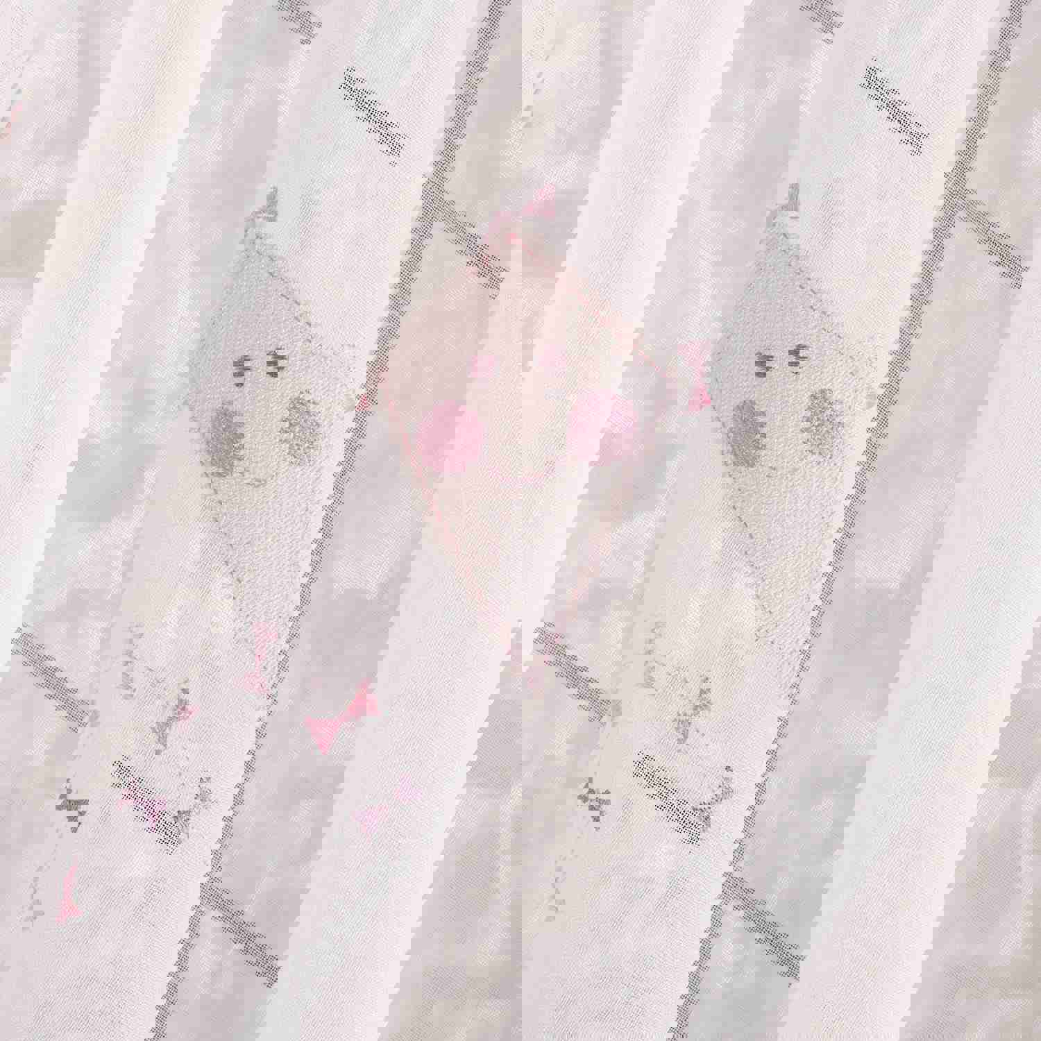 Pink Kids Room Linen Sheer Curtain with Kite Embroidery