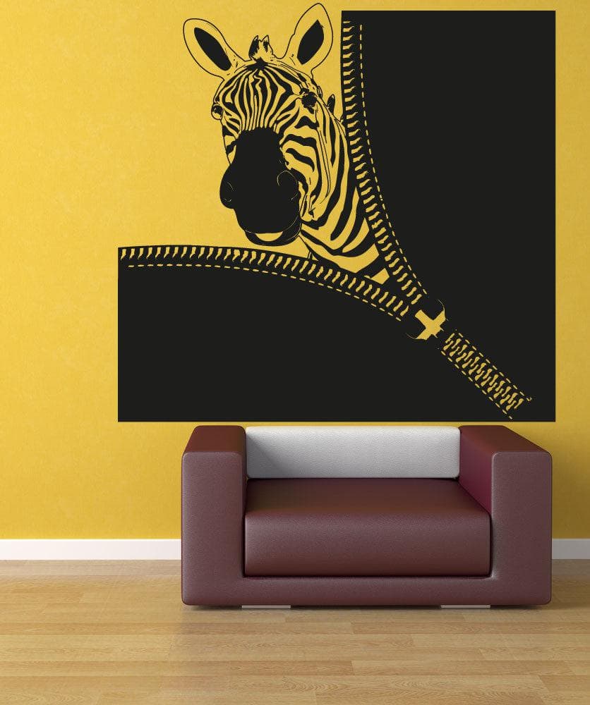 Vinyl Wall Decal Sticker Zebra Zipper #OS_AA1369 - Removable & Easy to Apply