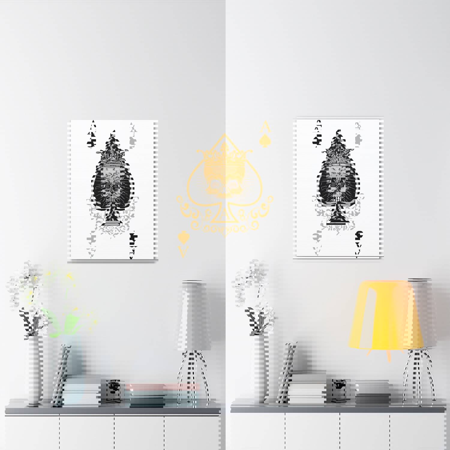 Gothic Ace Of Spades Playing Card Canvas Wall Art - Ready-to-Hang Home Decor