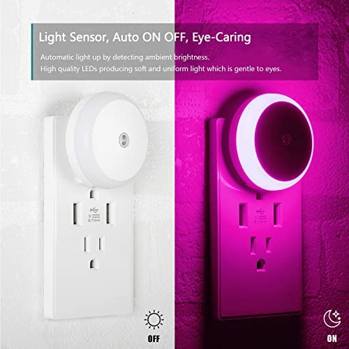 SerieCozy Pink LED Night Light with Dusk to Dawn Sensor - 2 Pack