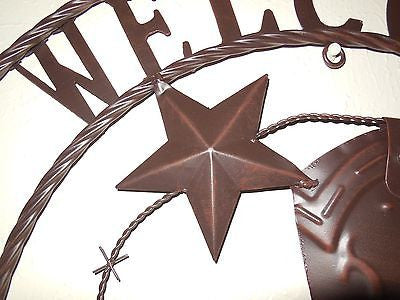 24 Welcome Cowboy Boot Stars Metal Wall Art - Western Home Decor