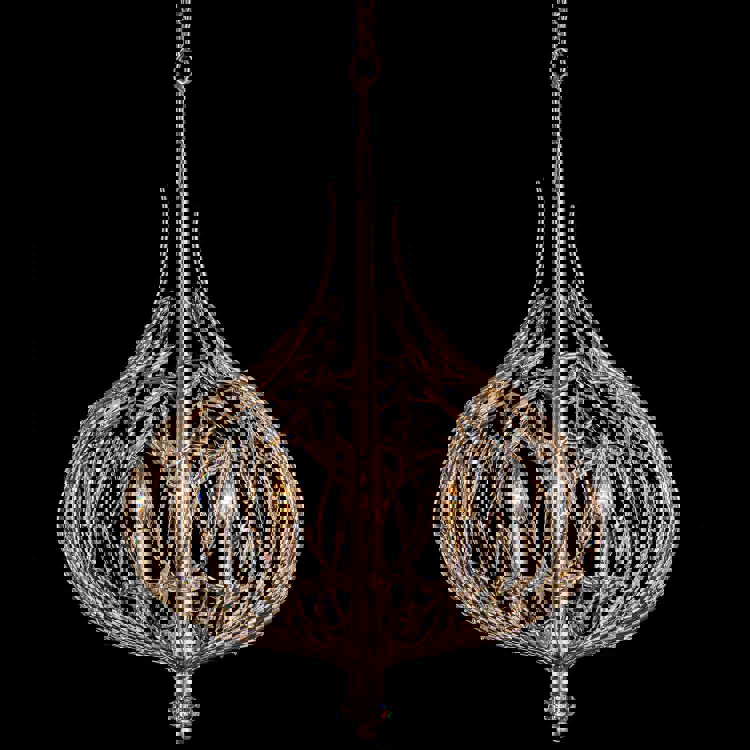 Bask 3-Lt Crystal Pendant - Gold Dust