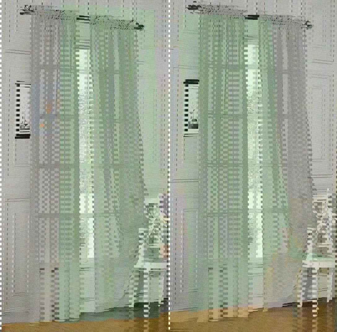 2-Piece Sheer Window Curtain Panels with 2 Inch Rod Pocket