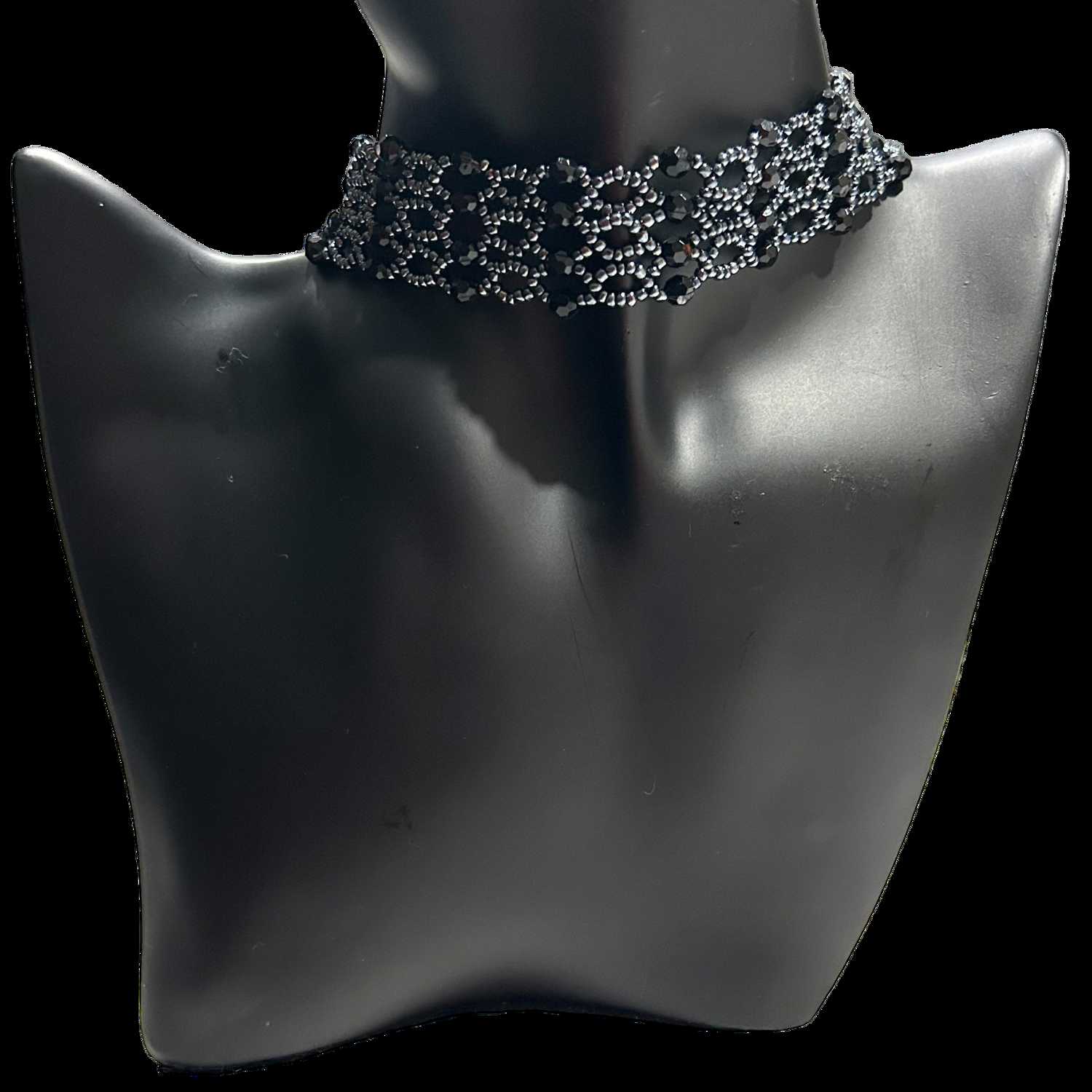 Blue Gray and Black Beaded Choker Necklace