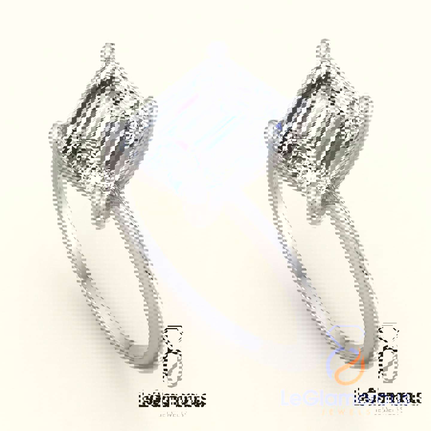 Emerald Solitaire Lab Grown Diamond Engagement Ring For Wedding Gift