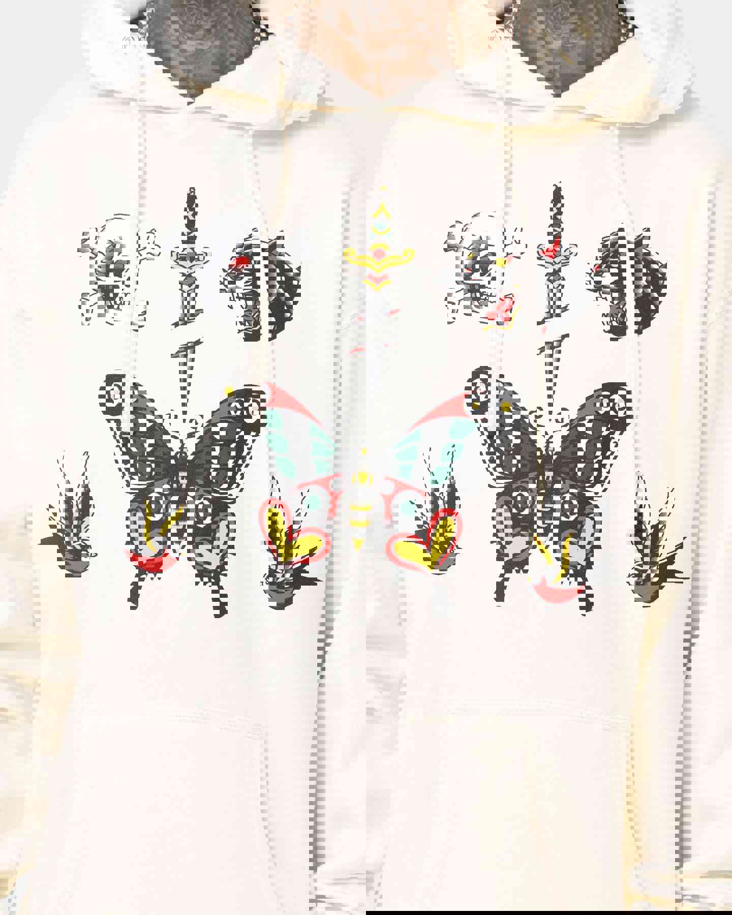 Rats Get Fat Tattoo Print Hoodie Bone