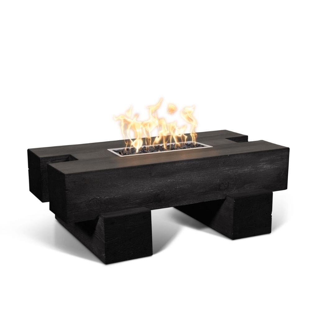 The Outdoor Plus 60 Palo GFRC Wood Grain Concrete Rectangle Gas Fire Pit Table