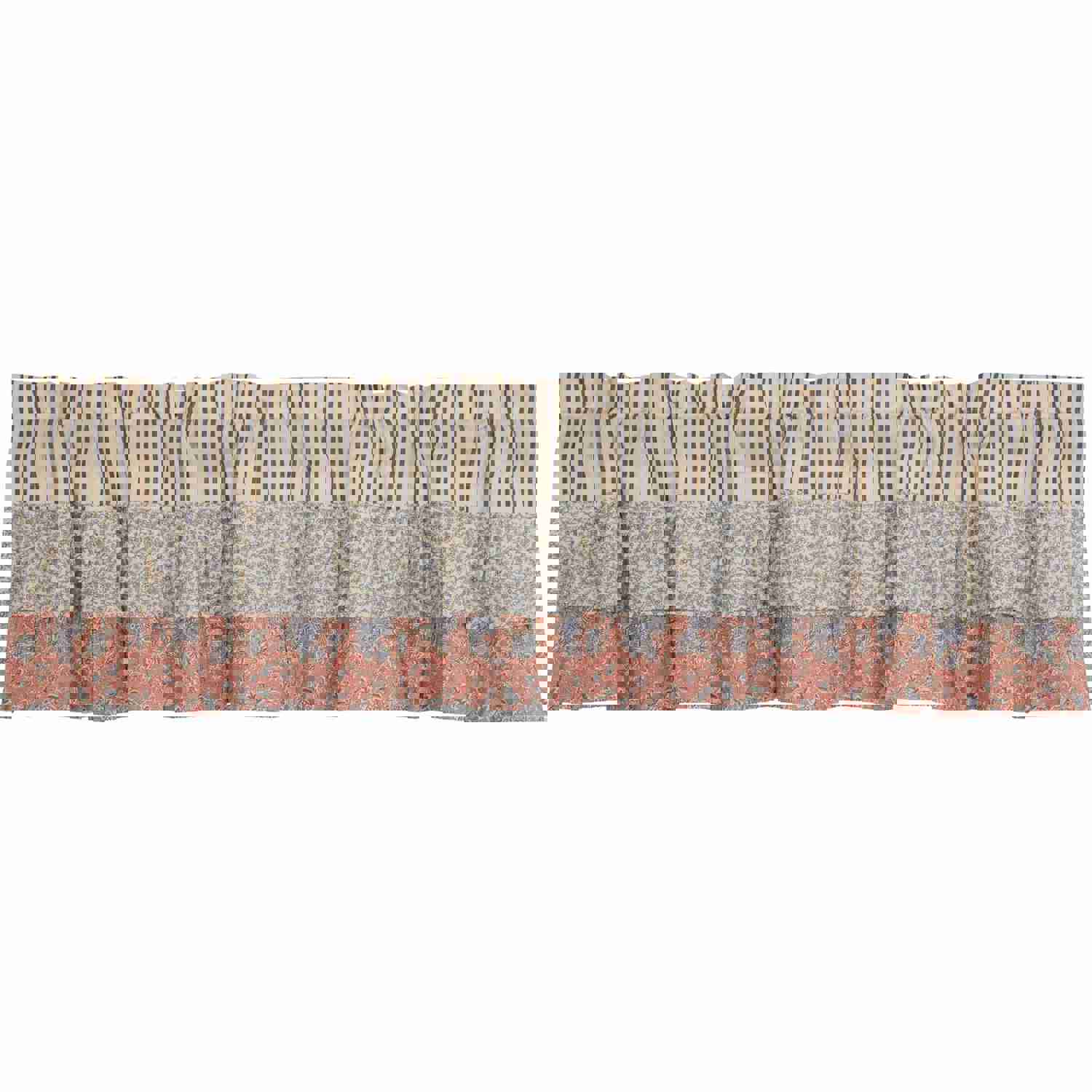 Kaila Ticking Blue Ruffled Valance 16x72 - Cottage-Style Window Treatment