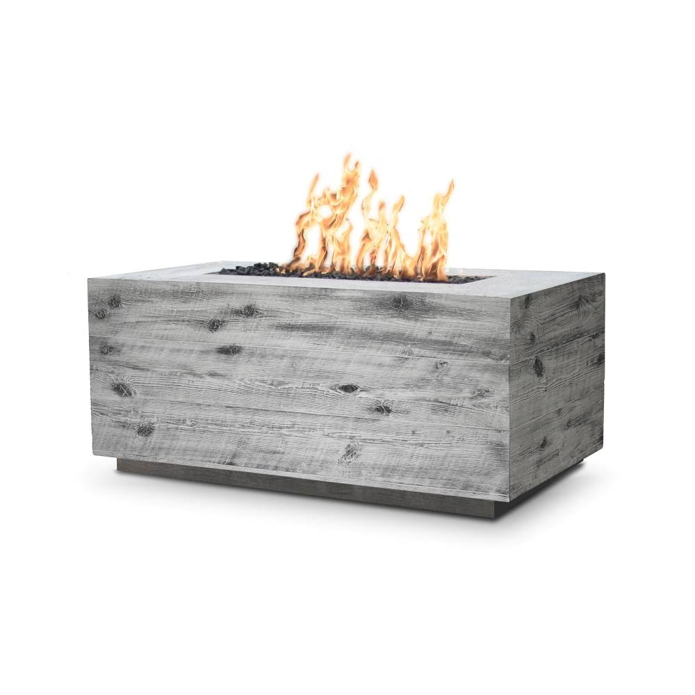 Top Fires Catalina Rectangular Wood Grain GFRC Direct Spark Gas Fire Pit Table
