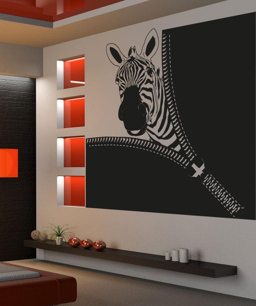 Vinyl Wall Decal Sticker Zebra Zipper #OS_AA1369 - Removable & Easy to Apply