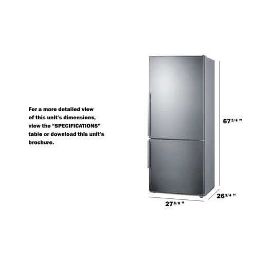Summit Energy-Efficient Counter Depth Bottom Freezer Refrigerator