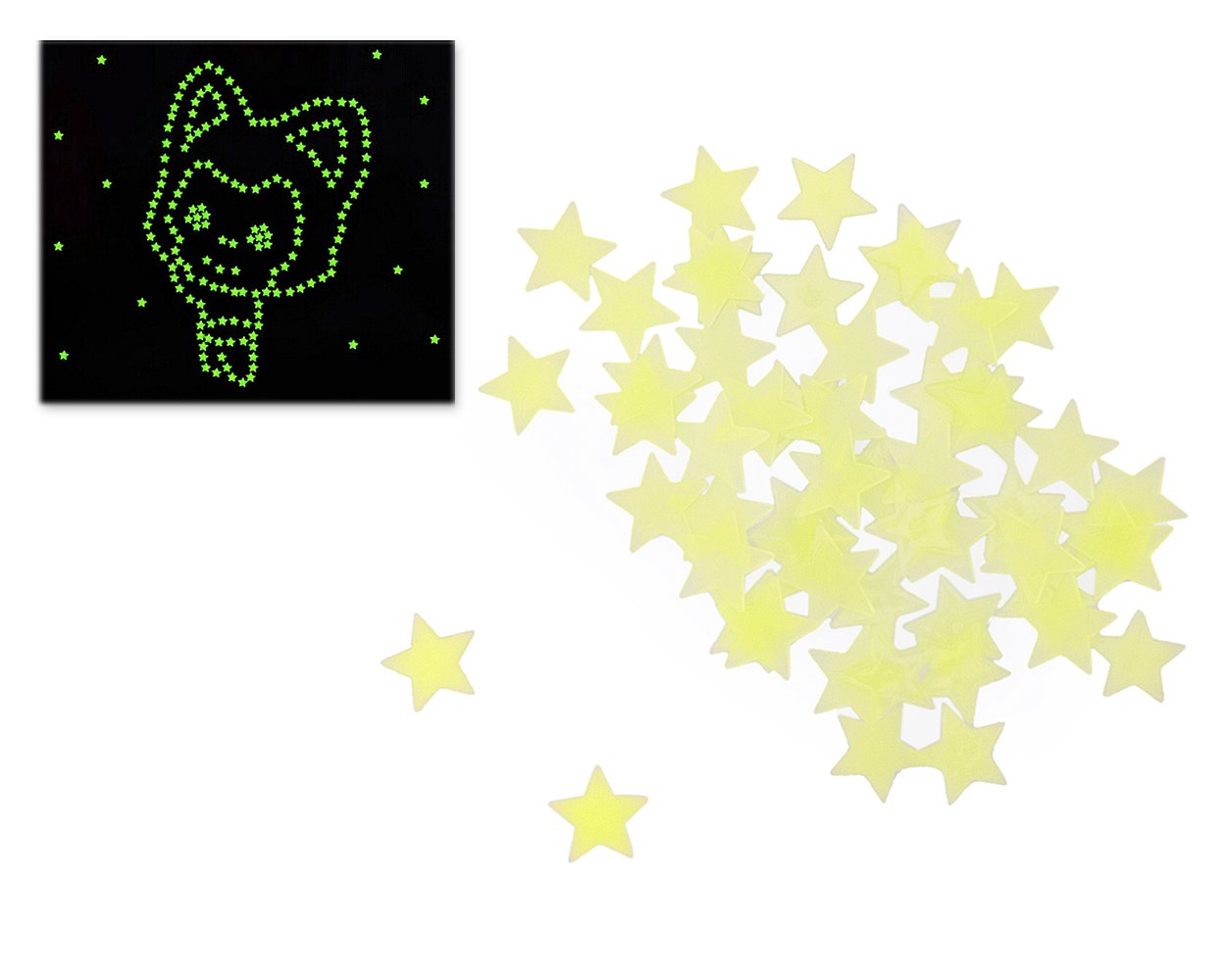 100 Pieces Luminous Star Shaped Wall Stickers for Bedroom Decoration