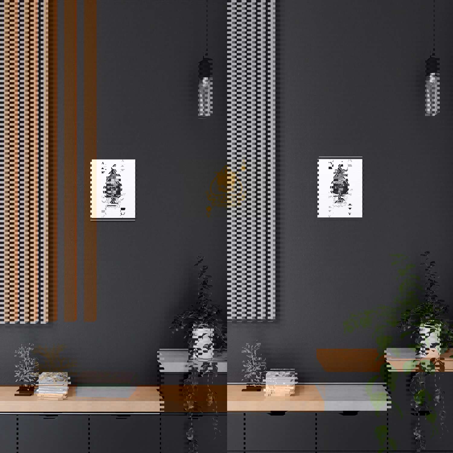 Gothic Ace Of Spades Playing Card Canvas Wall Art - Ready-to-Hang Home Decor