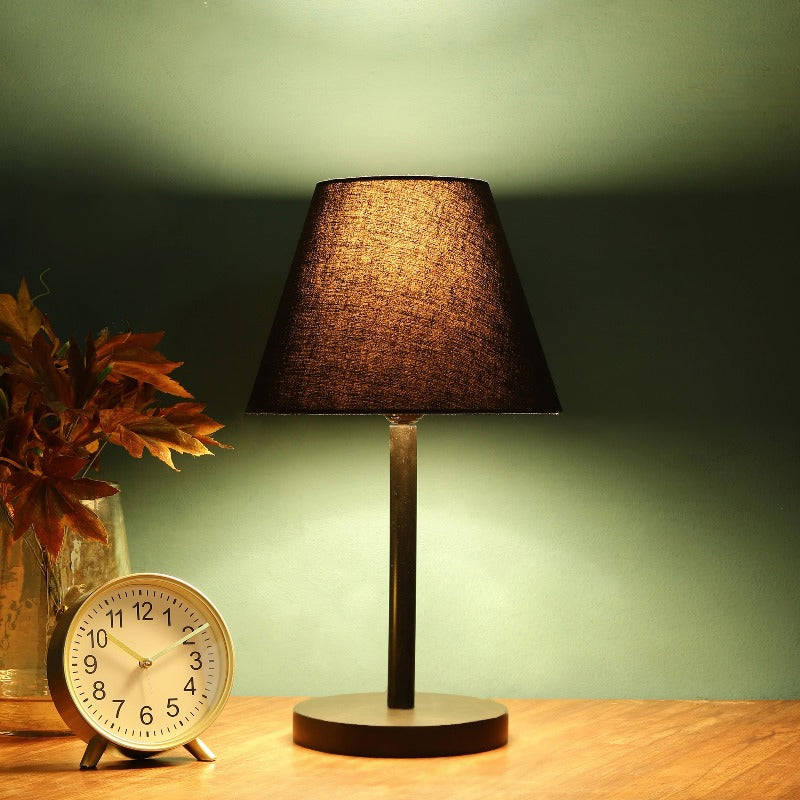BTR CRAFTS Raven Black Metal Table Lamp with Conical Lampshade for Modern Home Decor