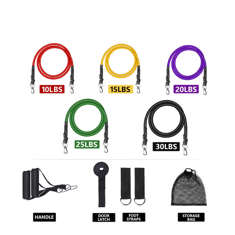 Elastic Rope Fitness Set for Men and Women - 12 Piece Resistance Band (100 lb.)