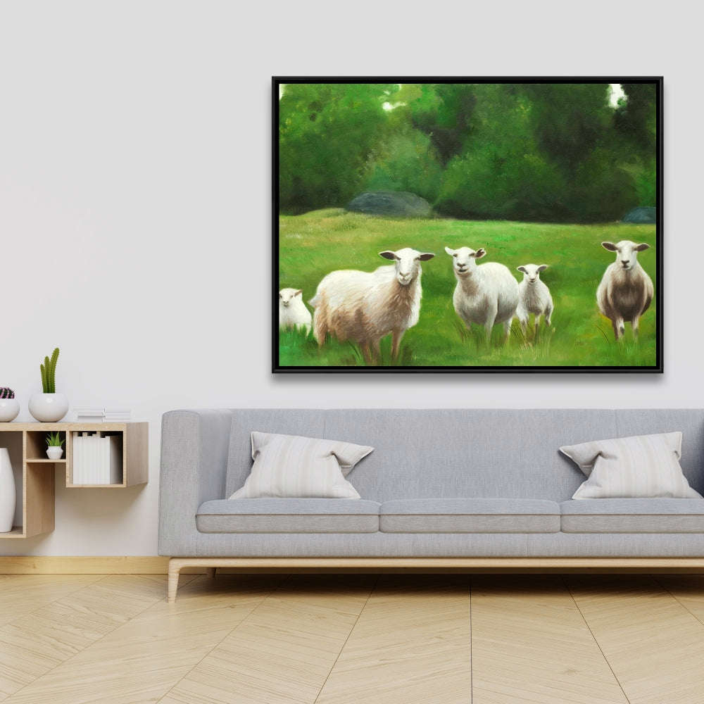Fields Of Sheep, Fine Art Gallery Wrapped Canvas 16x48