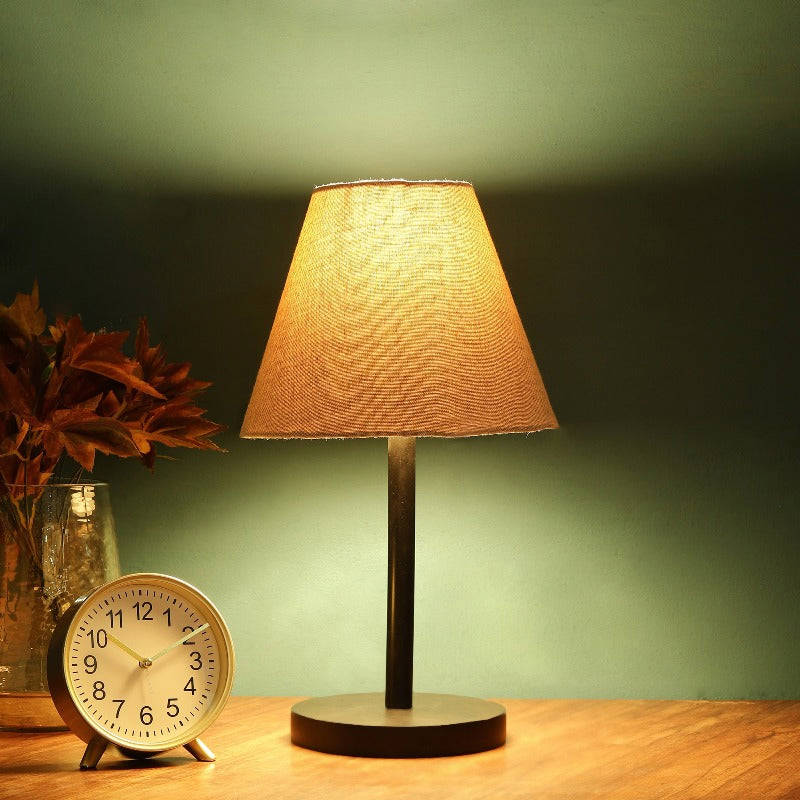 BTR CRAFTS Raven Black Metal Table Lamp with Conical Lampshade for Modern Home Decor