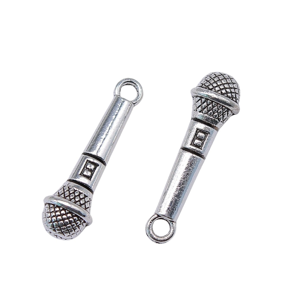 WYSIWYG 10pcs 25x7mm Microphone Charms Pendant for DIY Jewelry Making
