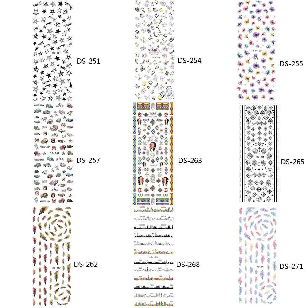Flowers Butterflies Pattern Decals Water Transfer Nail Art Stickers