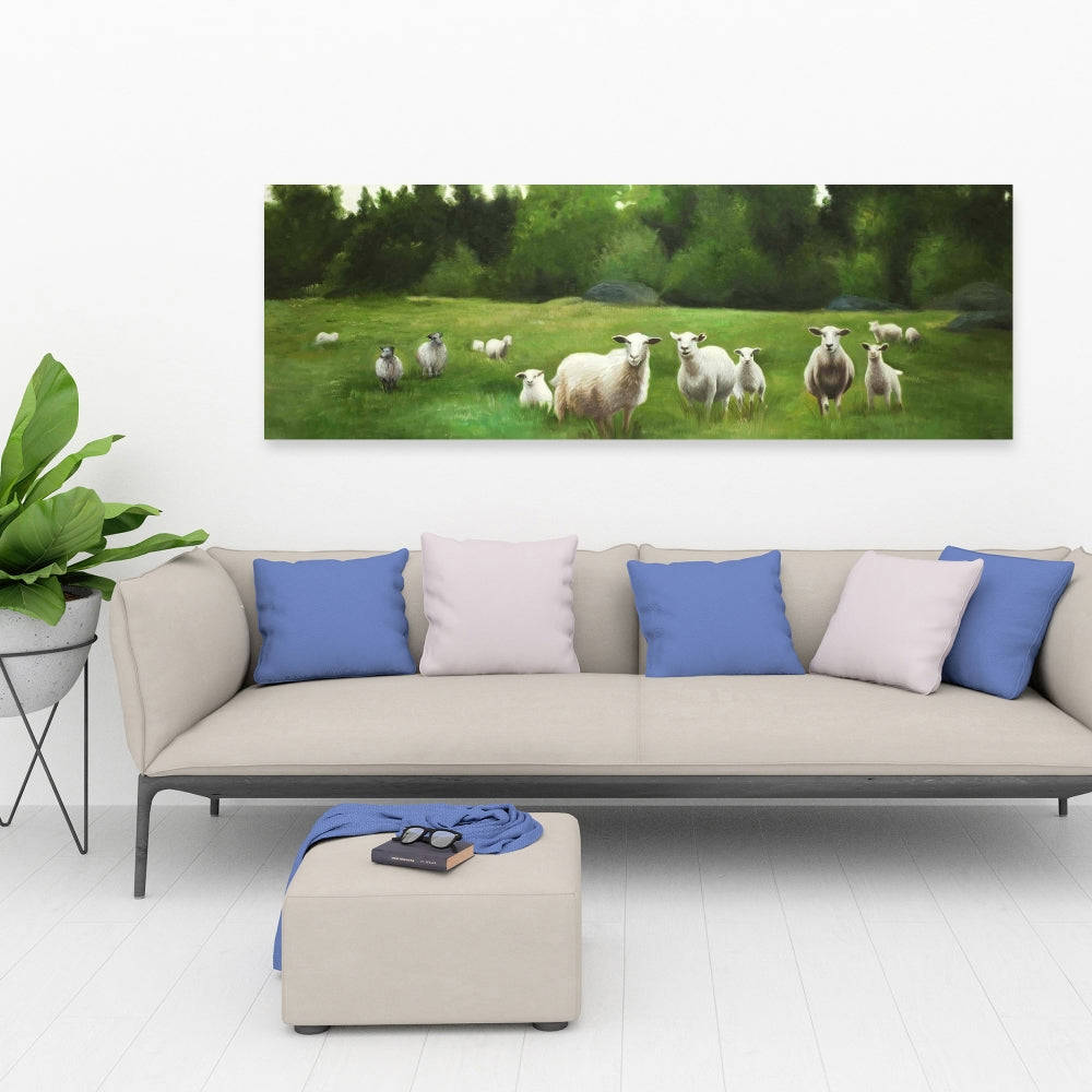 Fields Of Sheep, Fine Art Gallery Wrapped Canvas 16x48