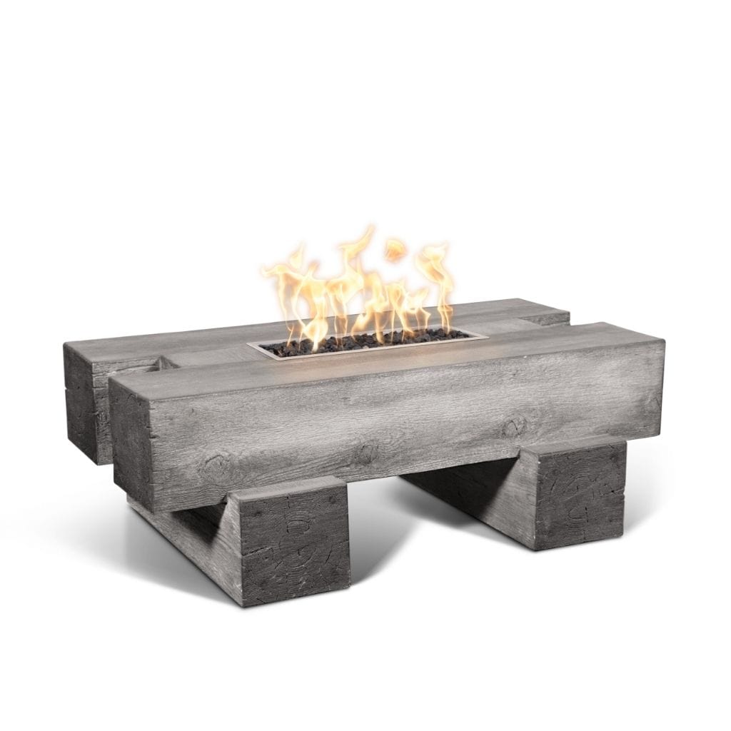 The Outdoor Plus 60 Palo GFRC Wood Grain Concrete Rectangle Gas Fire Pit Table