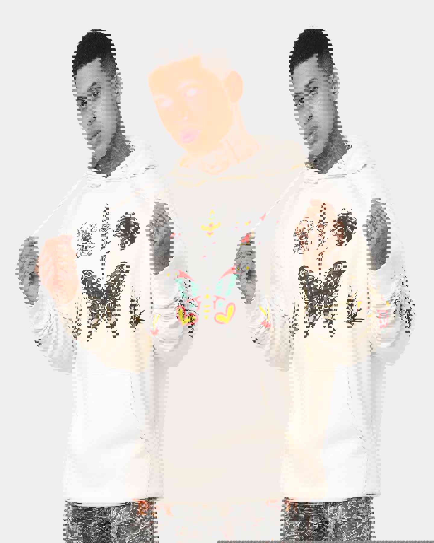 Rats Get Fat Tattoo Print Hoodie Bone