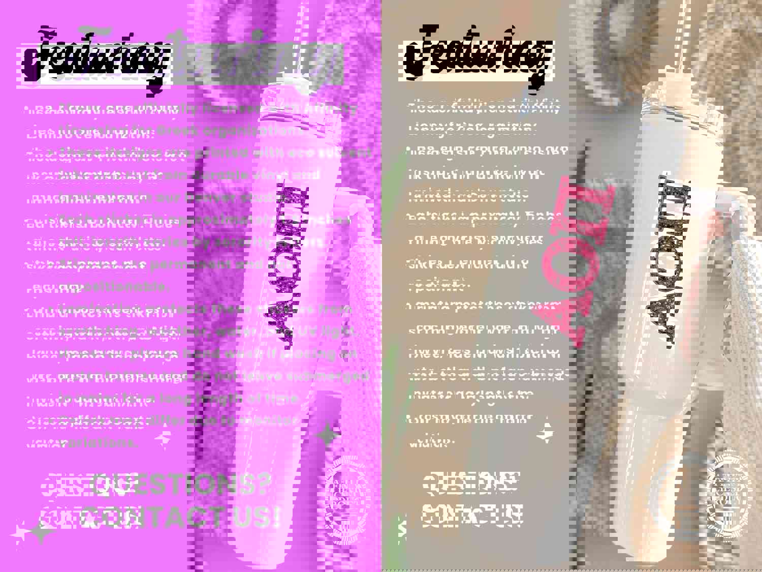 Alpha Omicron Pi Vinyl Sticker - Pink Sequin Sorority Decal