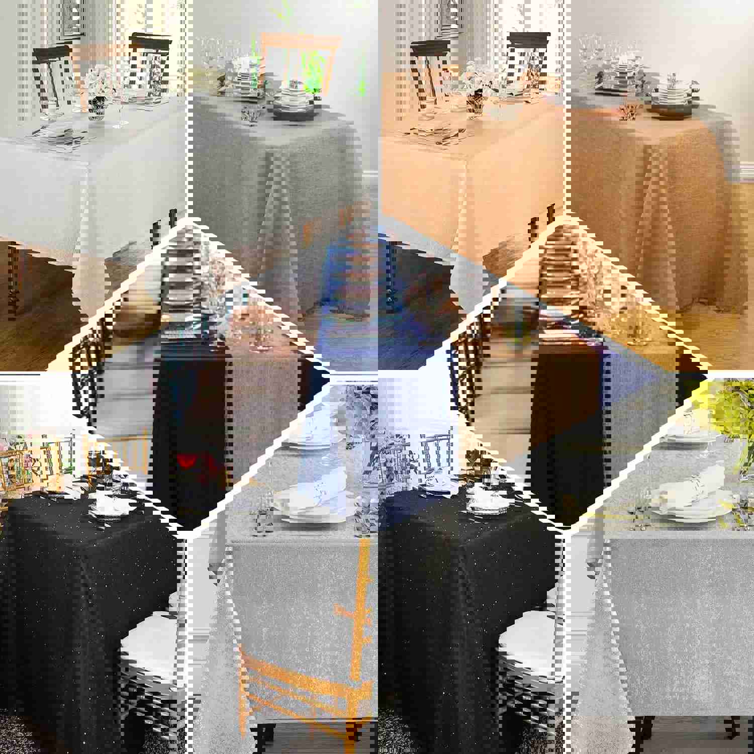 Blue Seamless Rectangular Tablecloth - Linen Look, Wrinkle Resistant (90x132)