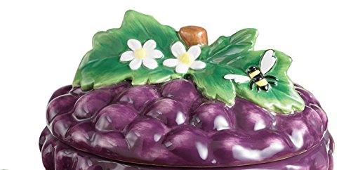 Set Of 3 Purple Ceramic Grape Canister Set with Tight Lids for Kitchen or Bathroom