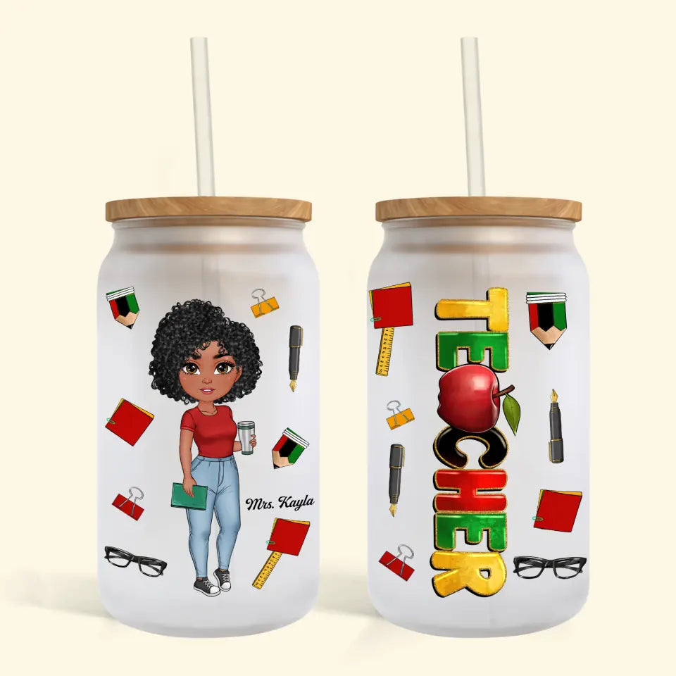 Personalized Custom Glass Can - Perfect Gift for Teachers, Birthdays & Juneteenth