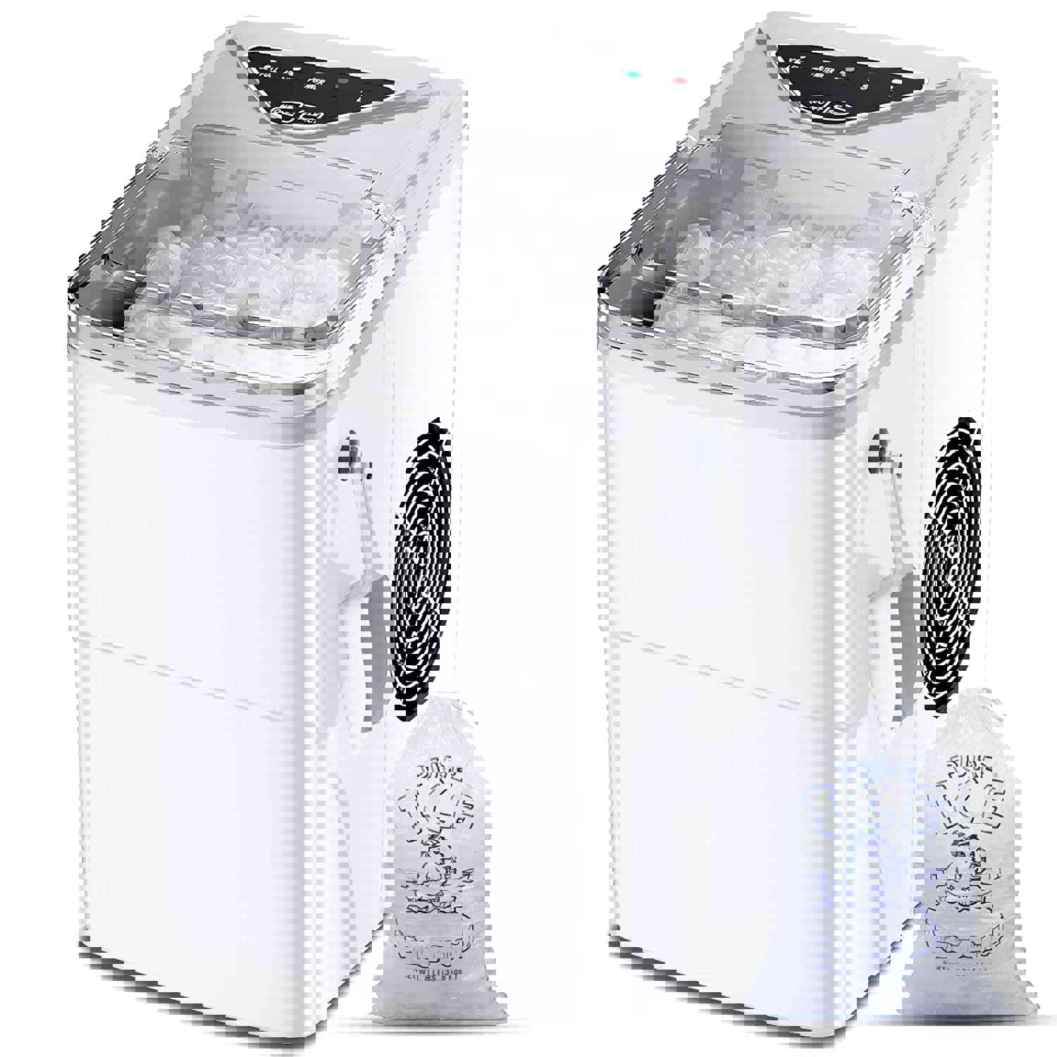 Portable Electric Ice Cube Maker Machine with Self-Cleaning Function, 9 Ice Cubes in 6 Mins, 26Lbs/24Hrs, Includes Ice Bags and Scoop (White)