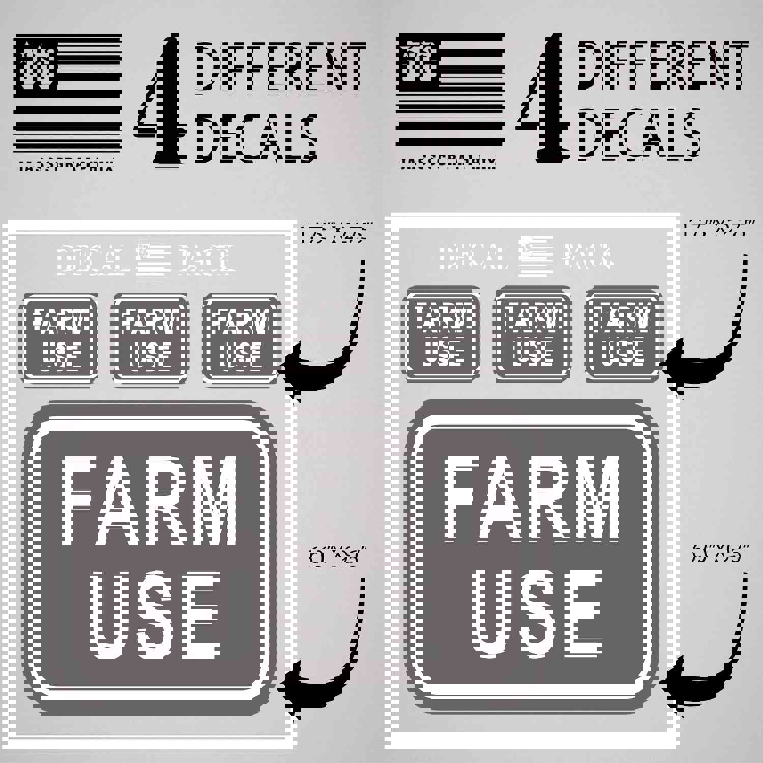 Farm Use Decal Pack of 4 Stickers - High-Quality Vinyl Decals for Farming Enthusiasts