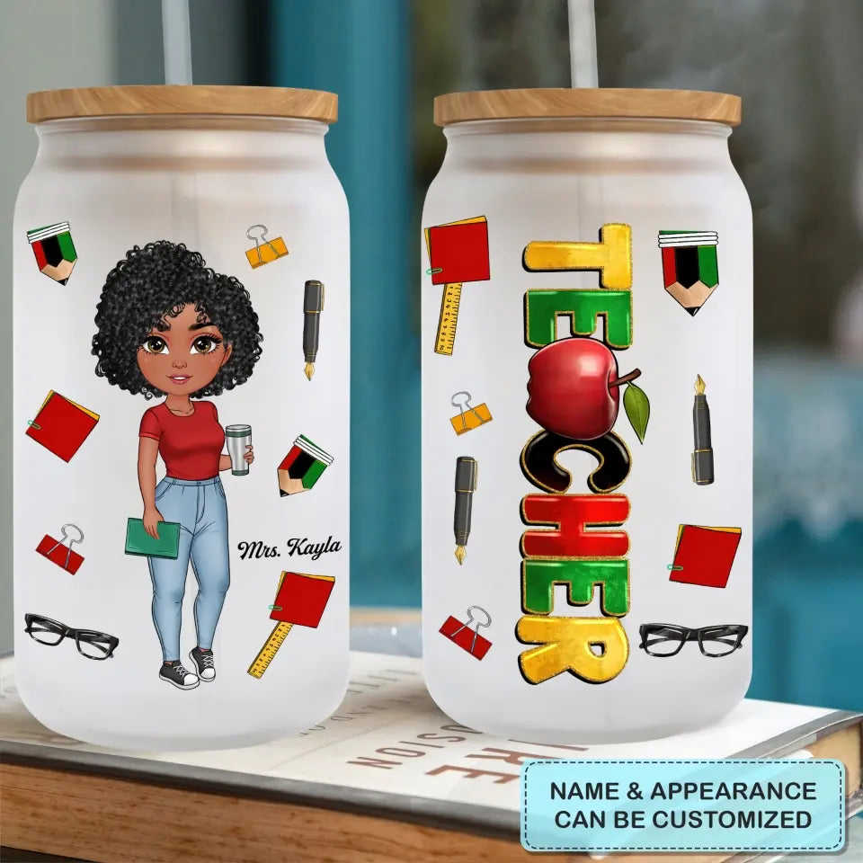 Personalized Custom Glass Can - Perfect Gift for Teachers, Birthdays & Juneteenth