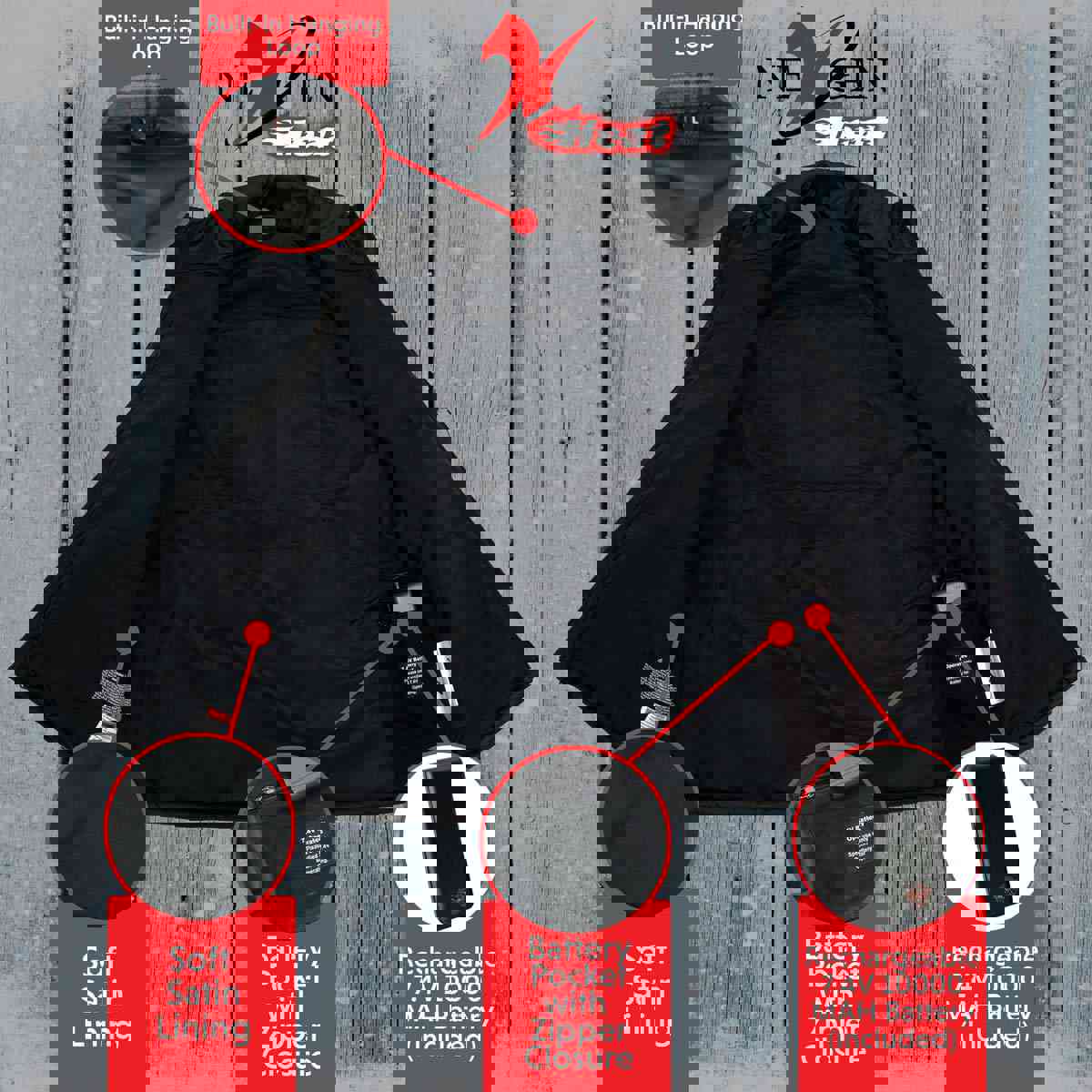 Nexgen Heat Womens NXL4301SET Puffer Black Heated Vest with Rechargeable Battery