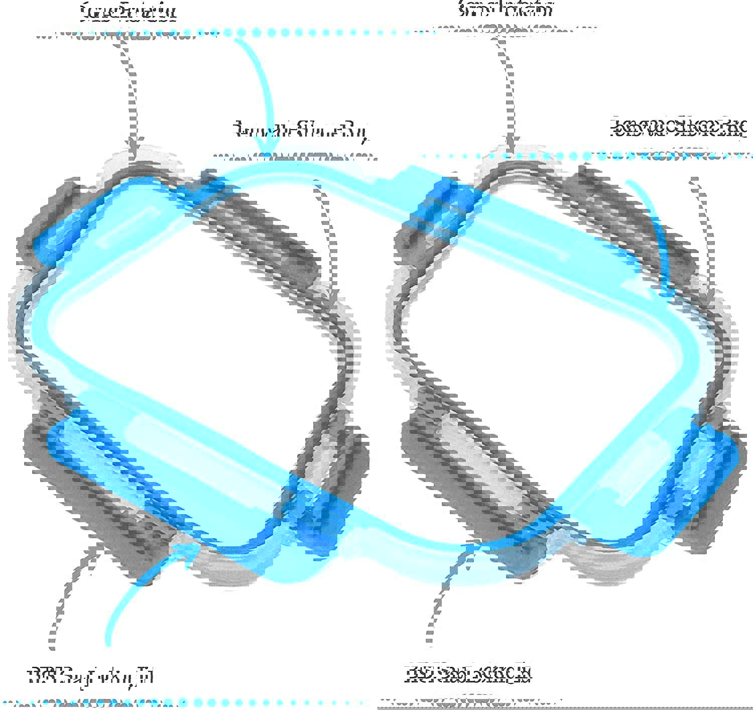 FIT Strong & Healthy 2 & 3 Compartment Glass Meal Prep Containers (4 Pack, 32 oz)