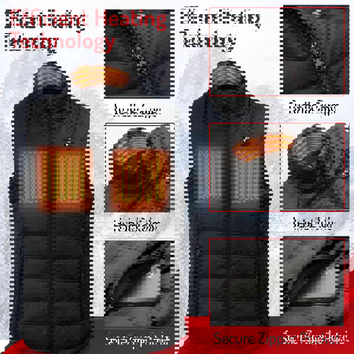 Nexgen Heat Womens NXL4301SET Puffer Black Heated Vest with Rechargeable Battery