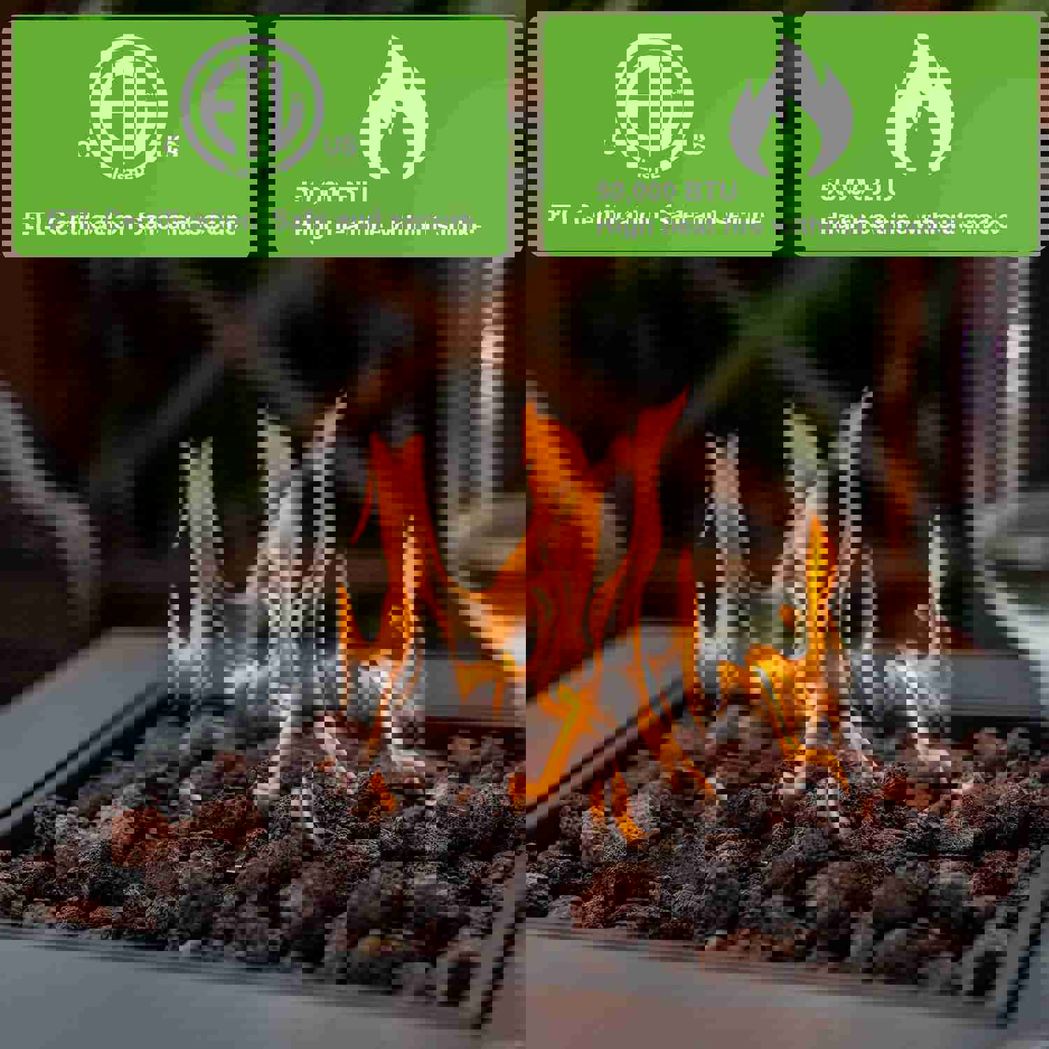 28 Inch Outdoor Propane Fire Pit Table with 50000BTU, Lava Stone & ETL Certification