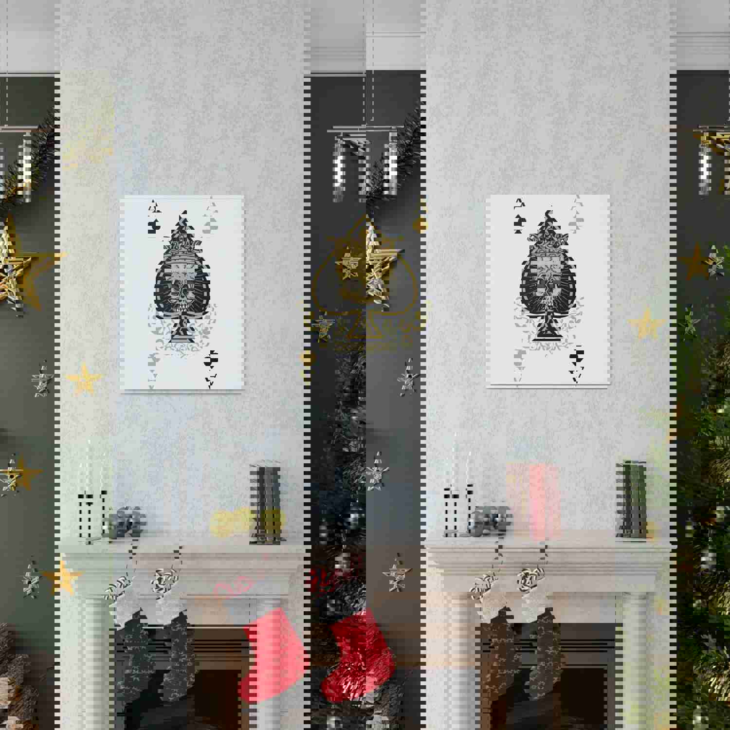 Gothic Ace Of Spades Playing Card Canvas Wall Art - Ready-to-Hang Home Decor