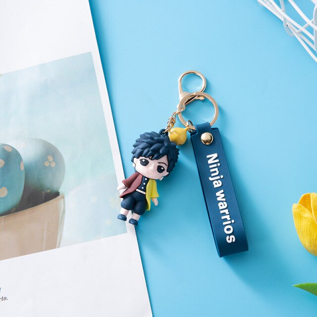 Demon Slayer Hashibira Inosuke Kamado Tanjirou Cosplay Keychain Silica Gel Pendant Key Ring Prop
