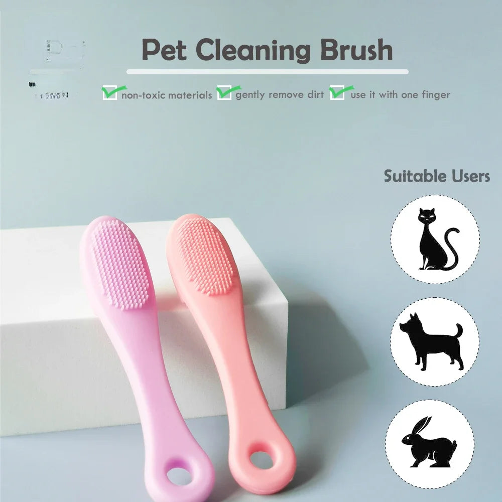 Soft Silicone Pet Finger Brush for Dogs and Cats - Tear Stains & Eye Care Cleaning Tool