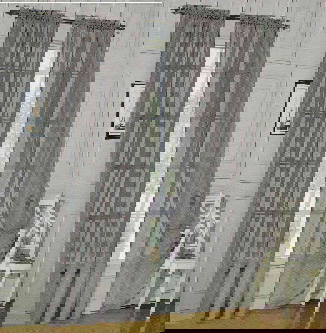 2-Piece Sheer Window Curtain Panels with 2 Inch Rod Pocket