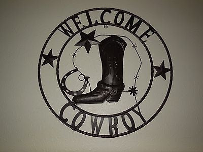 24 Welcome Cowboy Boot Stars Metal Wall Art - Western Home Decor