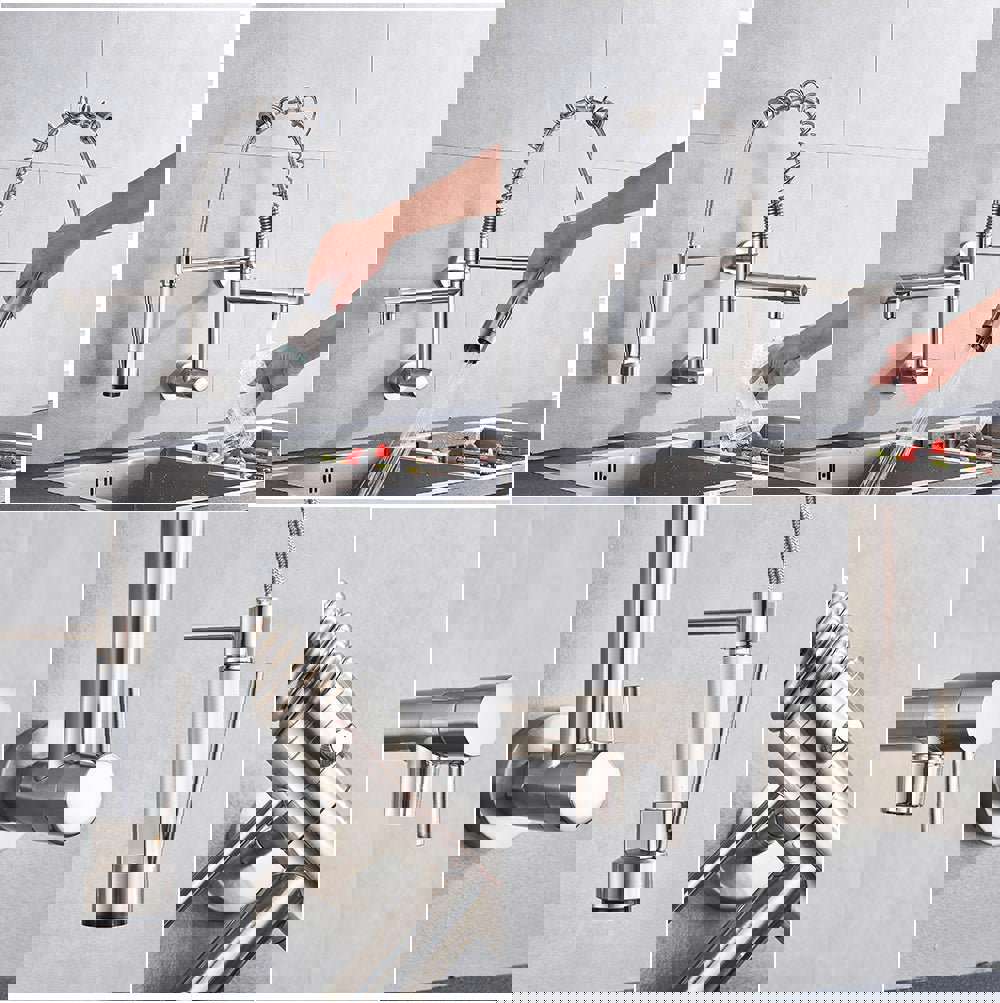 MIRODEMI® Wall Mounted Swivel Side Sprayer Dual Spout Kitchen Tap