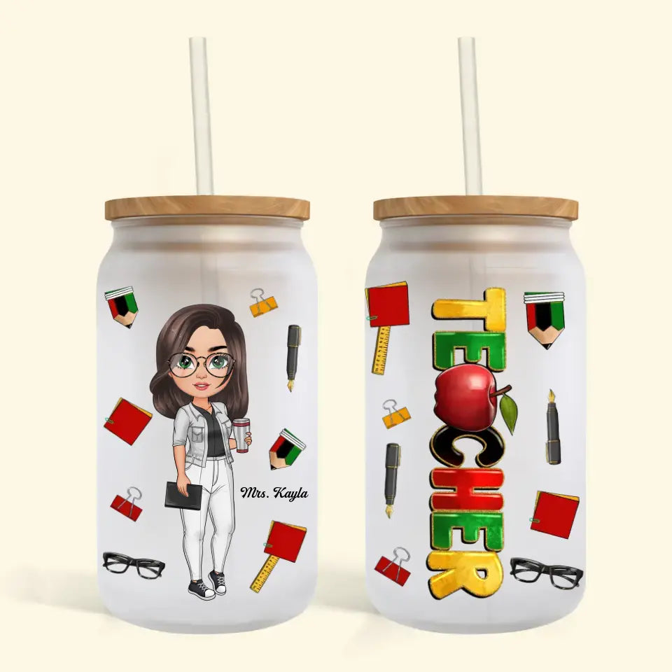 Personalized Custom Glass Can - Perfect Gift for Teachers, Birthdays & Juneteenth