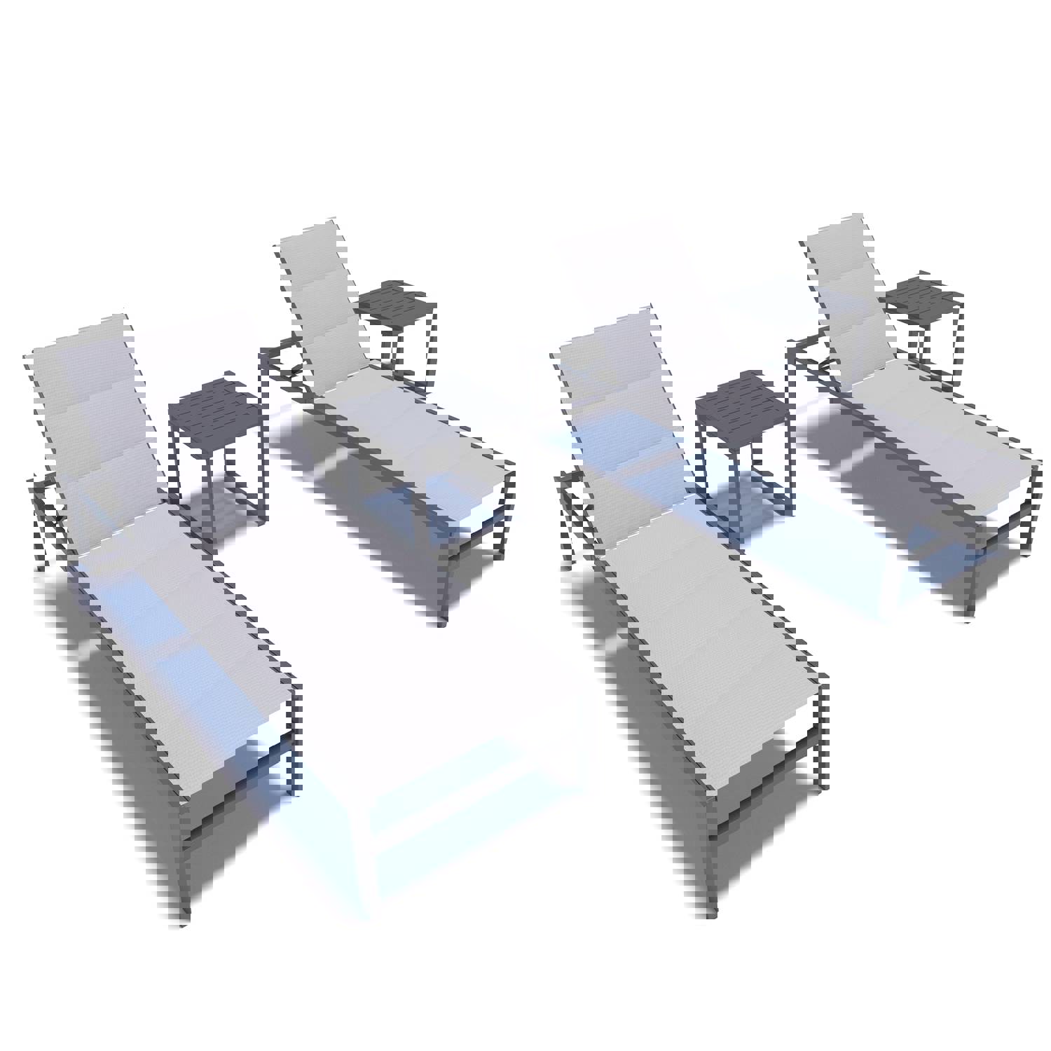 Patio Aluminum Side Table Outdoor Indoor Square End Table, Light Grey