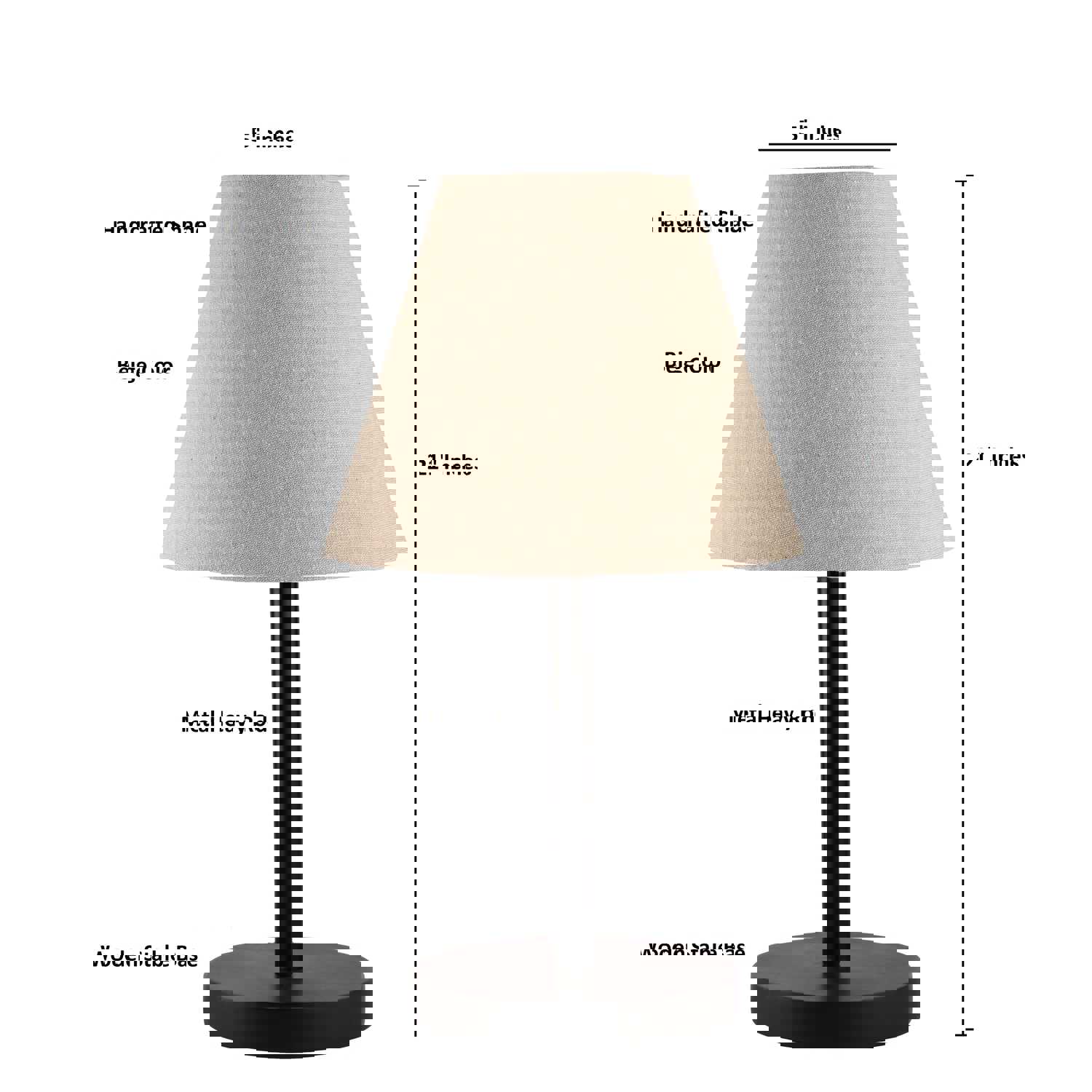 BTR CRAFTS Raven Black Metal Table Lamp Conical Shade (Pack of 2)